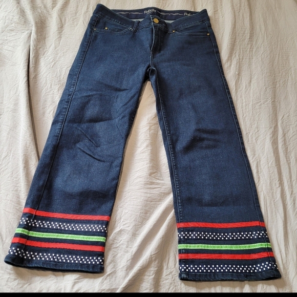 Rafaella Weekend Women SZ 6P Slimming Ribbon Trim cropped dk. Wash - Picture 1 of 6